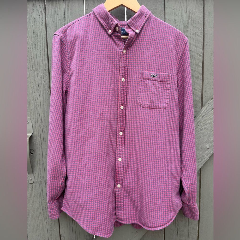 Vineyard Vines Men’s Slim Fit Gingham Tucker Shirt Cotton Flannel Size Large